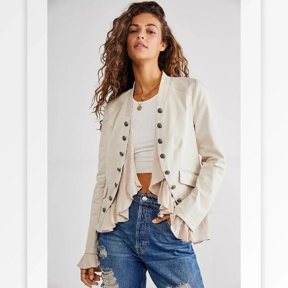 Free People Ruffles Romance Jacket XS 2 Women Casual Long Sleeve Coat NEW 36964 - Picture 1 of 4
